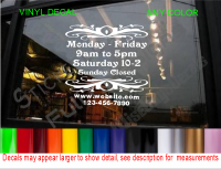 Storefront Window Decal w/Custom Hours